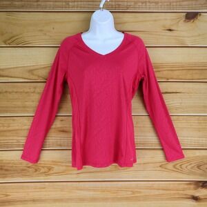 c9 by Champion Activewear Long Sleeve Shirt Womens S Hot Pink Geometric V-Neck